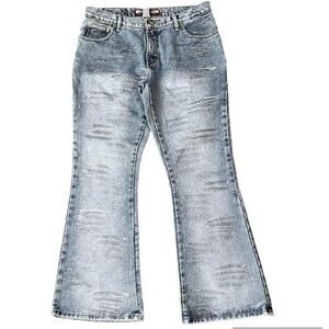 Vintage no excuses glitter animal print flare jeans